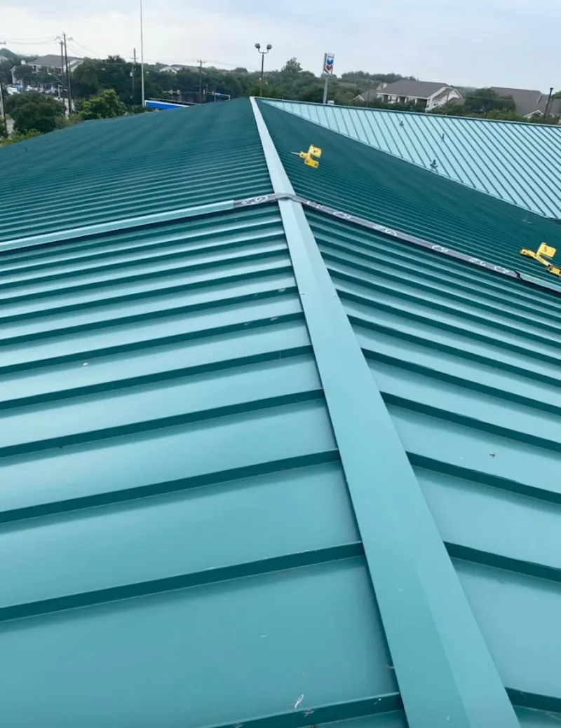 Green commercial metal roof ridge and valley for Metal Roof Repair in Branchburg